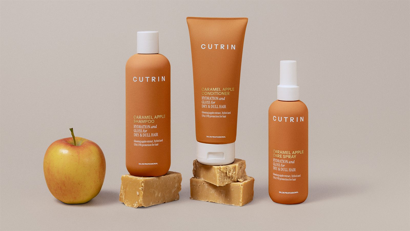 Seasonal Caramel Apple product set with apple and caramel